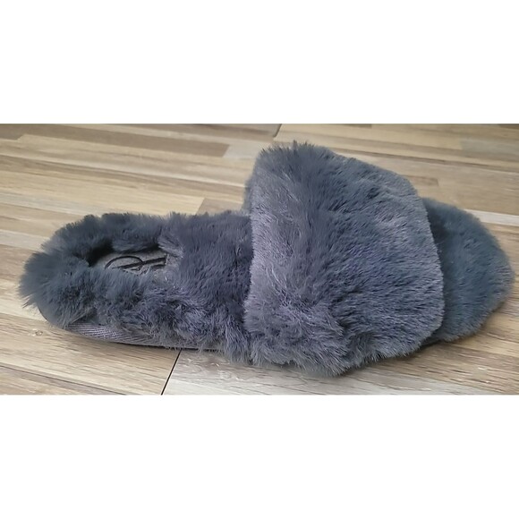 Victoria's Secret Faux Fur Fuzzy Slipper Gray Woman's Size‎ Large - NEW - Picture 5 of 10
